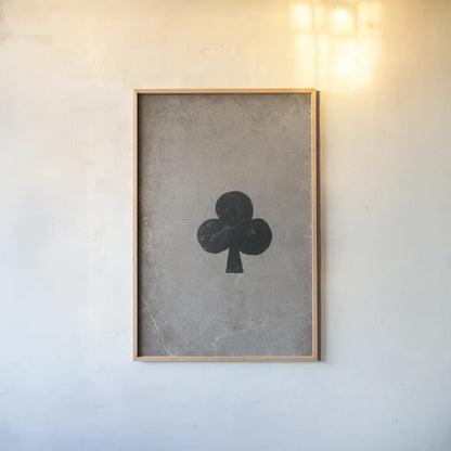 Ace of Clubs Neutral by Yvette St. Amant. shown as a paper print in a natural frame. Available as a archival giclee rolled canvas, fine art paper, or poster print. SKU 96141h.