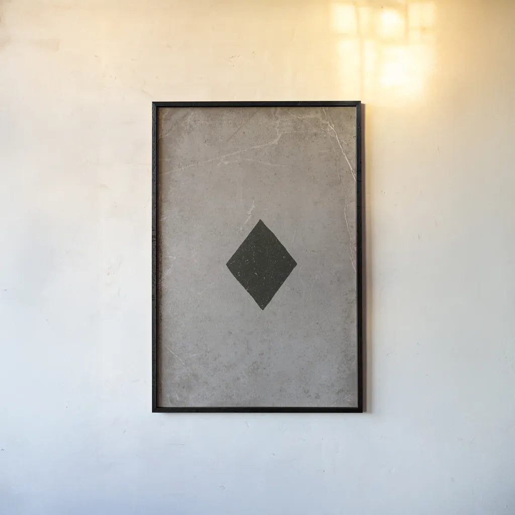 Ace of Diamonds Neutral by Yvette St. Amant. shown as a paper print in a black flame. Available as a archival giclee rolled canvas, fine art paper, or poster print. SKU 96142h.