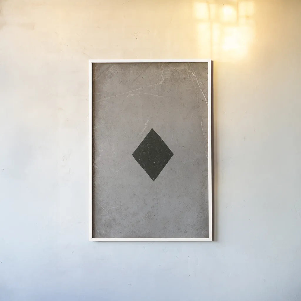 Ace of Diamonds Neutral by Yvette St. Amant. shown as a paper print in a white frame. Available as a archival giclee rolled canvas, fine art paper, or poster print. SKU 96142h.