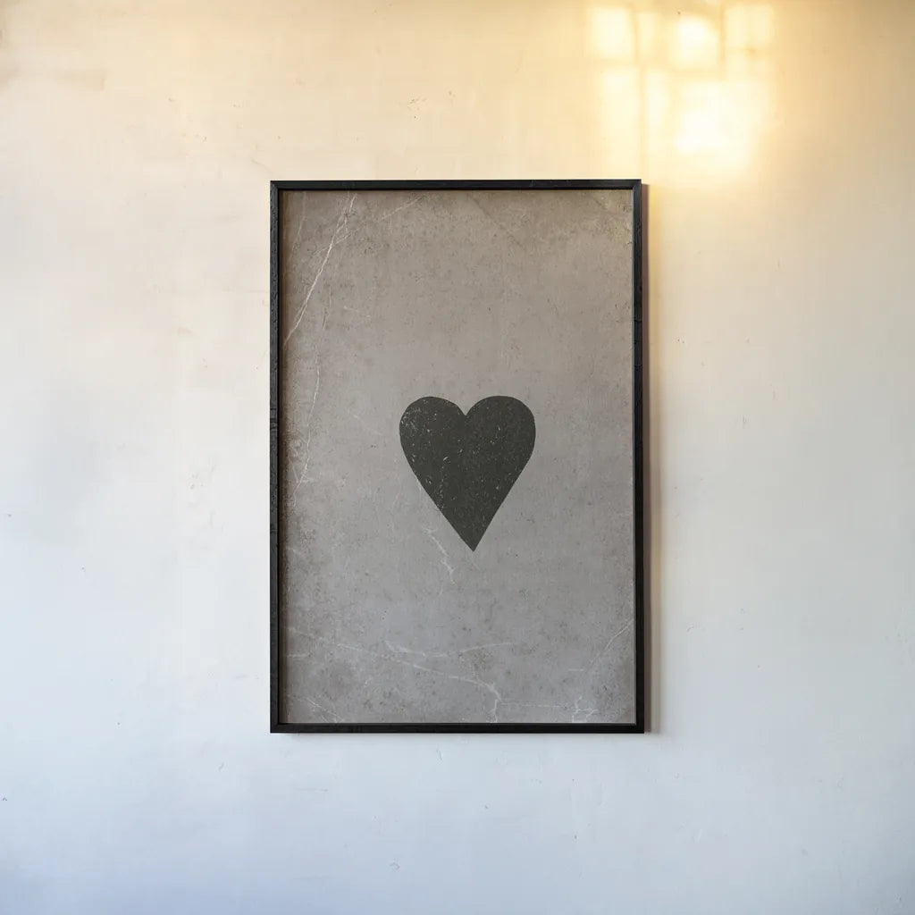 Ace of Hearts Neutral by Yvette St. Amant. shown as a paper print in a black flame. Available as a archival giclee rolled canvas, fine art paper, or poster print. SKU 96140h.