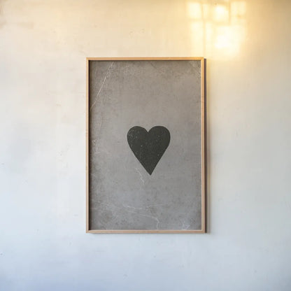 Ace of Hearts Neutral by Yvette St. Amant. shown as a paper print in a natural frame. Available as a archival giclee rolled canvas, fine art paper, or poster print. SKU 96140h.