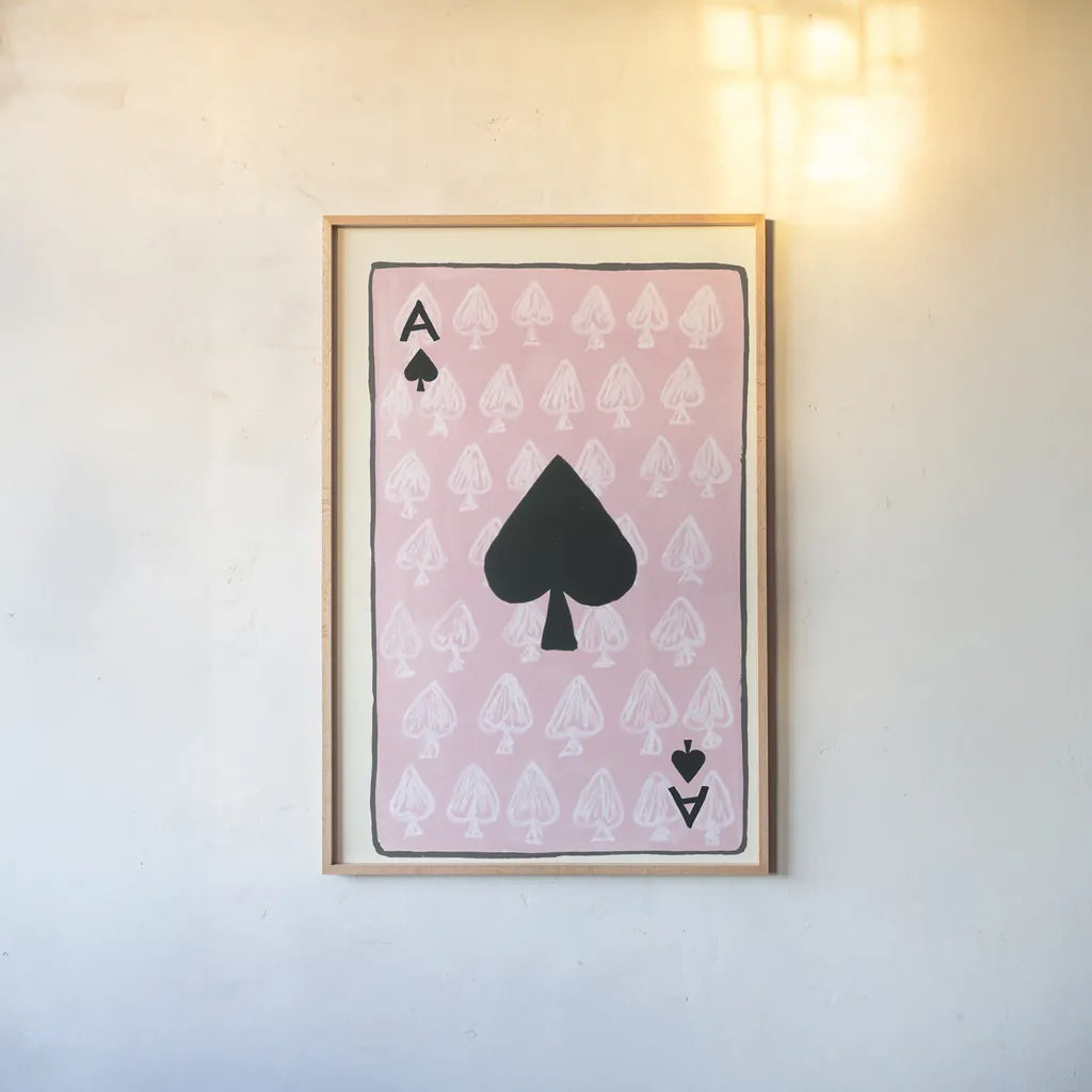 Ace of Spades by Yvette St. Amant. shown as a paper print in a natural frame. Available as a archival giclee rolled canvas, fine art paper, or poster print. SKU 93235h.
