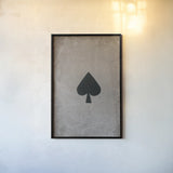 Ace of Spades Neutral by Yvette St. Amant. shown as a paper print in a black flame. Available as a archival giclee rolled canvas, fine art paper, or poster print. SKU 96139h.