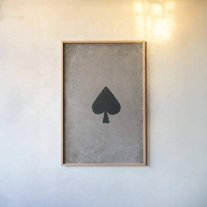 Ace of Spades Neutral by Yvette St. Amant. shown as a paper print in a natural frame. Available as a archival giclee rolled canvas, fine art paper, or poster print. SKU 96139h.