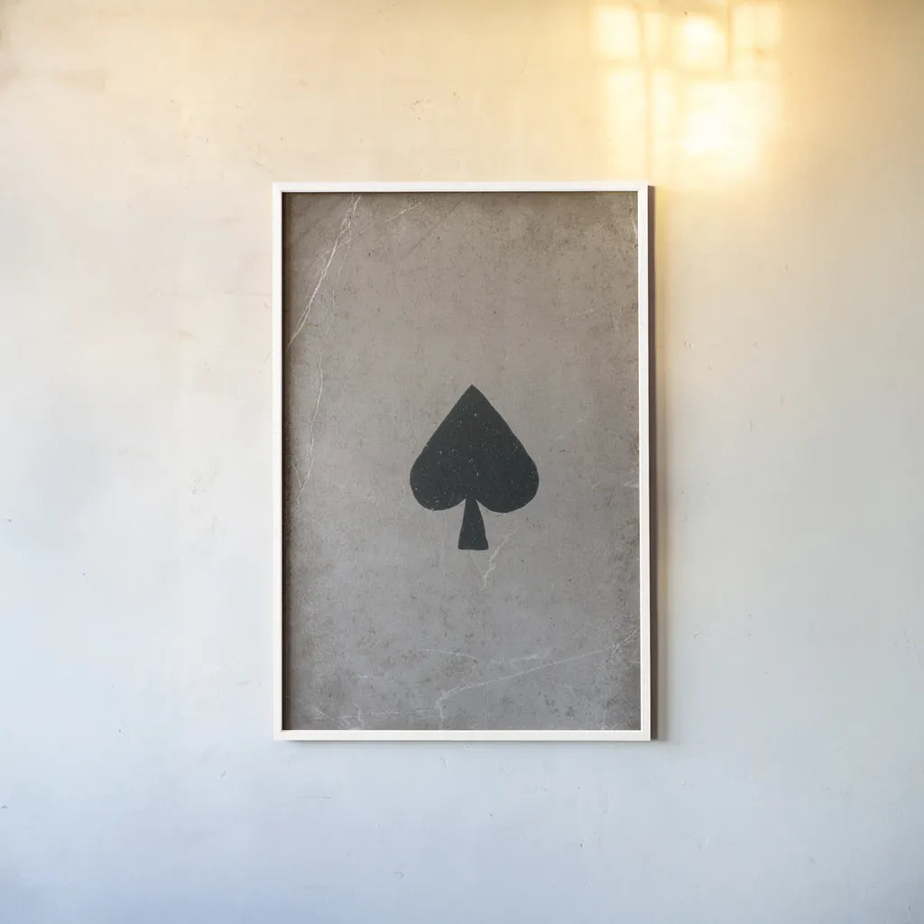Ace of Spades Neutral by Yvette St. Amant. shown as a paper print in a white frame. Available as a archival giclee rolled canvas, fine art paper, or poster print. SKU 96139h.