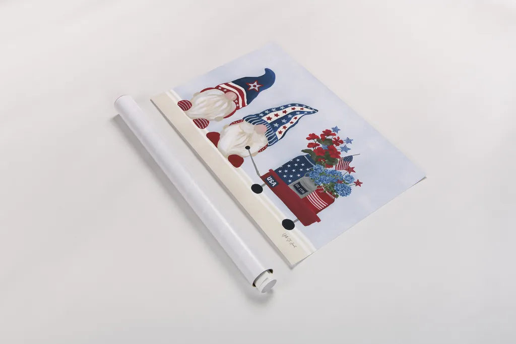 American Gnome I by Yvette St. Amant. shown as a rolled paper print. Available as archival giclee rolled canvas, fine art paper, or poster print. SKU 91829i.