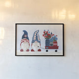 American Gnome I by Yvette St. Amant. shown as a paper print in a black flame. Available as a archival giclee rolled canvas, fine art paper, or poster print. SKU 91829i.