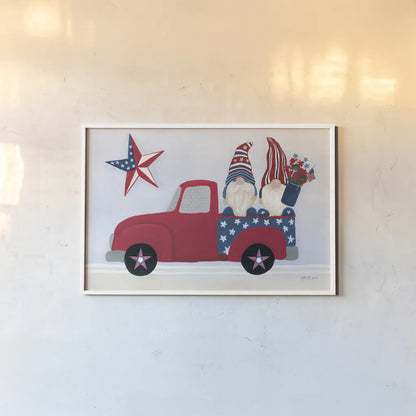 American Gnome II by Yvette St. Amant. shown as a paper print in a white frame. Available as a archival giclee rolled canvas, fine art paper, or poster print. SKU 91830i.