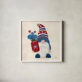 American Gnome III by Yvette St. Amant. Shown in a crisp white glass frame for a clean and minimalist style. Available as an archival giclee rolled canvas, fine art paper, or poster print. SKU 91831a.
