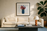 American Gnome IX by Yvette St. Amant. Displayed in a glass frame with matte in a clean modern living room. Available as an archival giclee rolled canvas, fine art paper, or poster print. SKU 91837a.