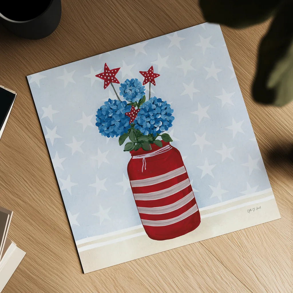 American Gnome VII by Yvette St. Amant. Shown as a detailed flat fine art print, highlighting archival giclee quality. Available as an archival giclee rolled canvas, fine art paper, or poster print. SKU 91835a.