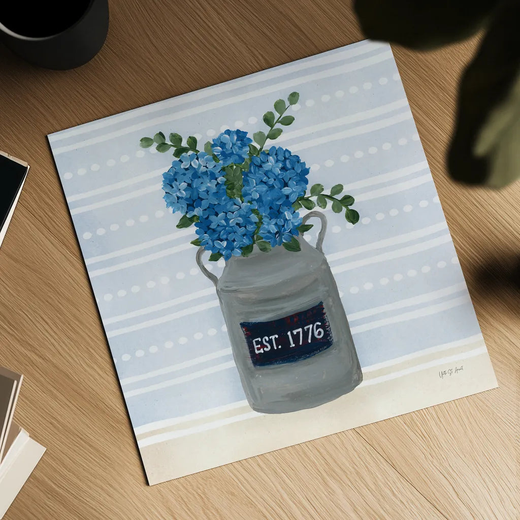 American Gnome VIII by Yvette St. Amant. Shown as a detailed flat fine art print, highlighting archival giclee quality. Available as an archival giclee rolled canvas, fine art paper, or poster print. SKU 91836a.