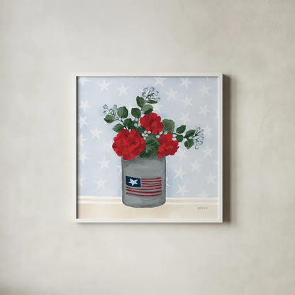 American Gnome X by Yvette St. Amant. Shown in a crisp white glass frame for a clean and minimalist style. Available as an archival giclee rolled canvas, fine art paper, or poster print. SKU 91838a.