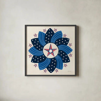 American Gnome XI by Yvette St. Amant. Shown in a sleek black glass frame for a contemporary gallery look. Available as an archival giclee rolled canvas, fine art paper, or poster print. SKU 91839a.