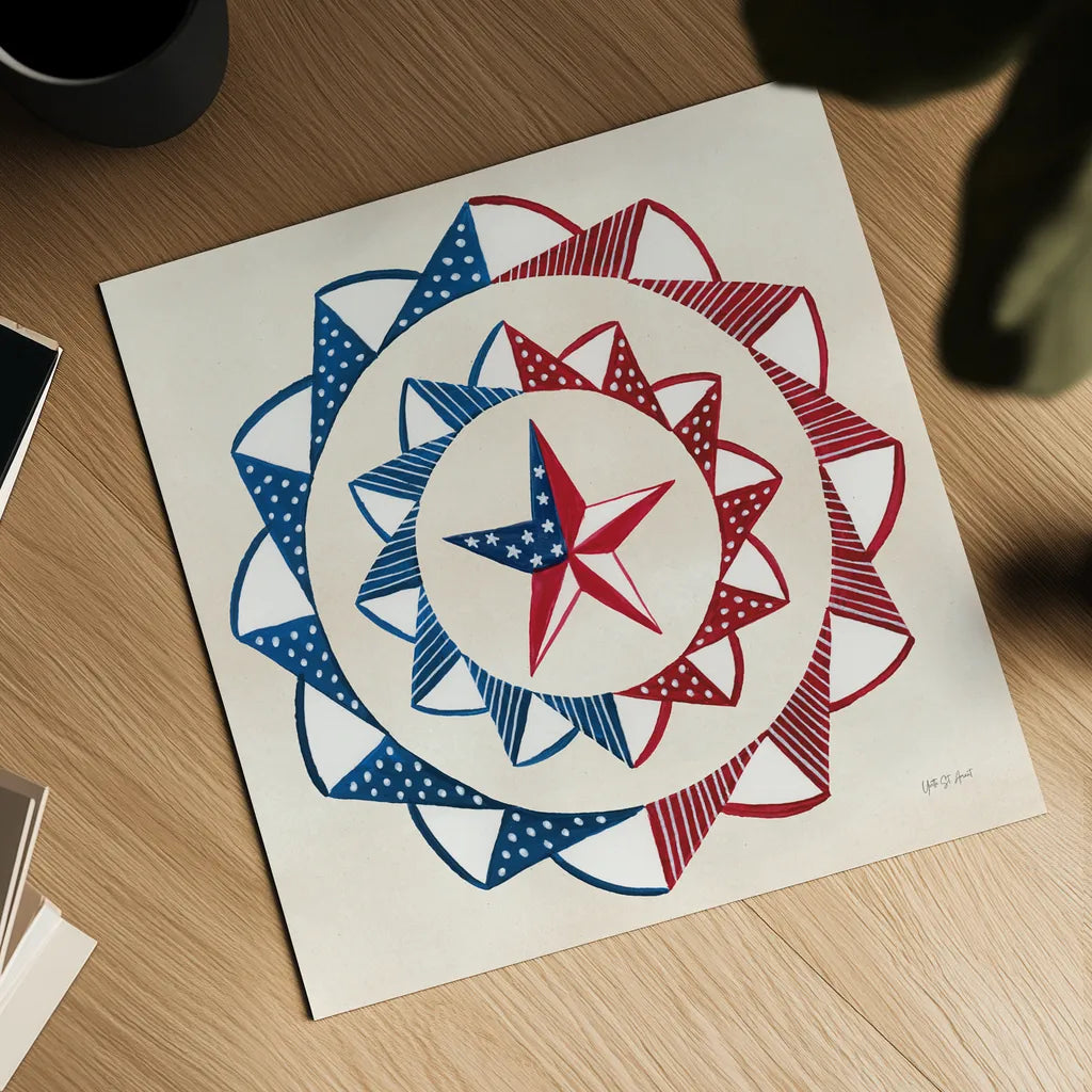 American Gnome XII by Yvette St. Amant. Shown as a detailed flat fine art print, highlighting archival giclee quality. Available as an archival giclee rolled canvas, fine art paper, or poster print. SKU 91840a.