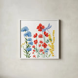 Among the Wildflowers III by Yvette St. Amant. Shown in a crisp white glass frame for a clean and minimalist style. Available as an archival giclee rolled canvas, fine art paper, or poster print. SKU 104614a.