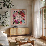 Anxiety by Yvette St. Amant. Shown in a natural wood frame in a cozy modern living room. Available as an archival giclee rolled canvas, fine art paper, or poster print. SKU 101429a.