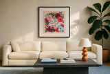 Anxiety by Yvette St. Amant. Displayed in a glass frame with matte in a clean modern living room. Available as an archival giclee rolled canvas, fine art paper, or poster print. SKU 101429a.