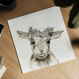 Baby Lamb with Crown by Yvette St. Amant. Shown as a detailed flat fine art print, highlighting archival giclee quality. Available as an archival giclee rolled canvas, fine art paper, or poster print. SKU 89944a.