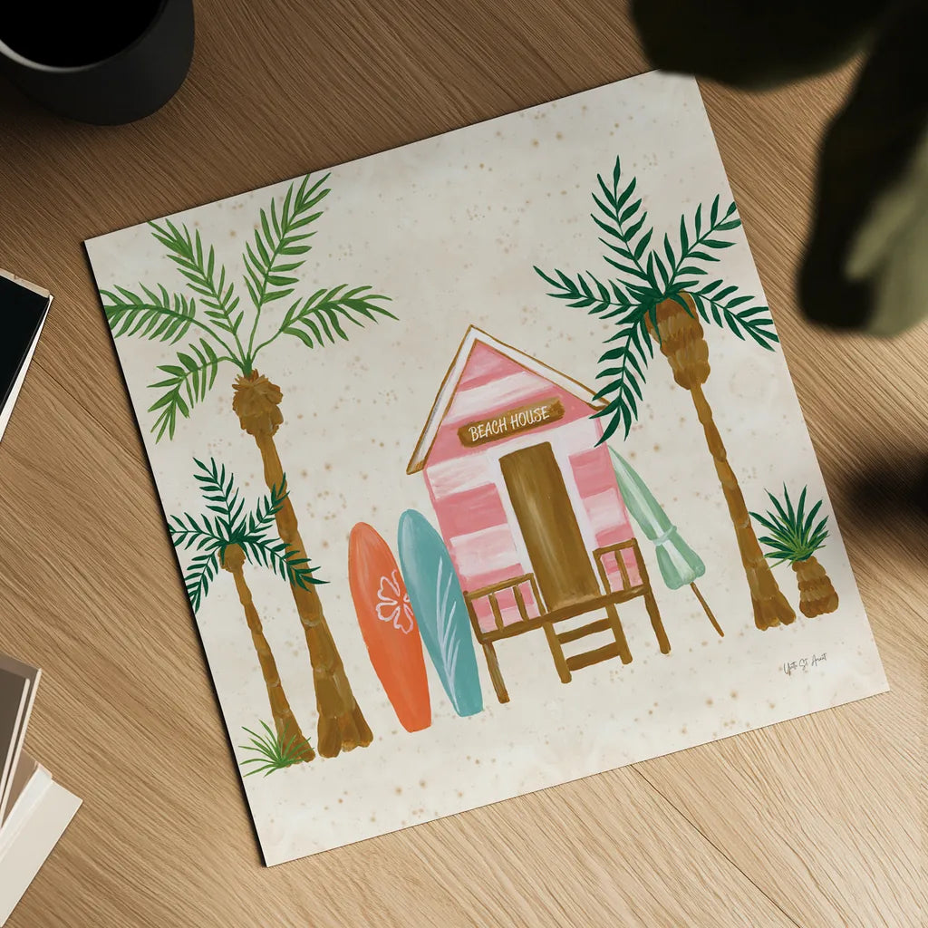 Beach Day II by Yvette St. Amant. Shown as a detailed flat fine art print, highlighting archival giclee quality. Available as an archival giclee rolled canvas, fine art paper, or poster print. SKU 98781a.