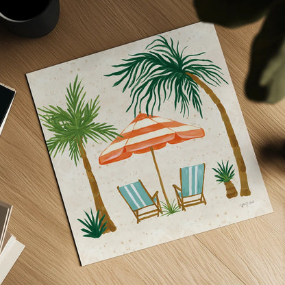 Beach Day III by Yvette St. Amant. Shown as a detailed flat fine art print, highlighting archival giclee quality. Available as an archival giclee rolled canvas, fine art paper, or poster print. SKU 98782a.