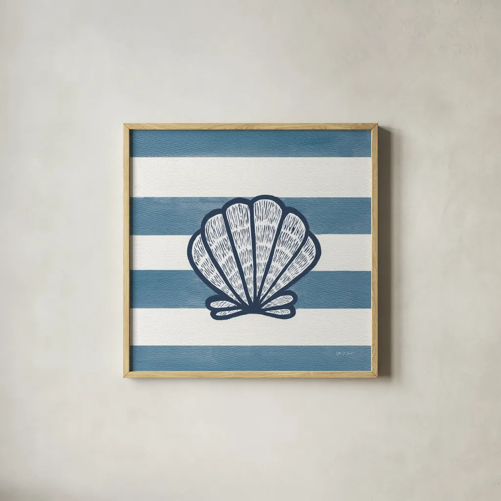 Beachcomber I by Yvette St. Amant. Shown in a natural wood glass frame for a timeless modern aesthetic. Available as an archival giclee rolled canvas, fine art paper, or poster print. SKU 88430a.