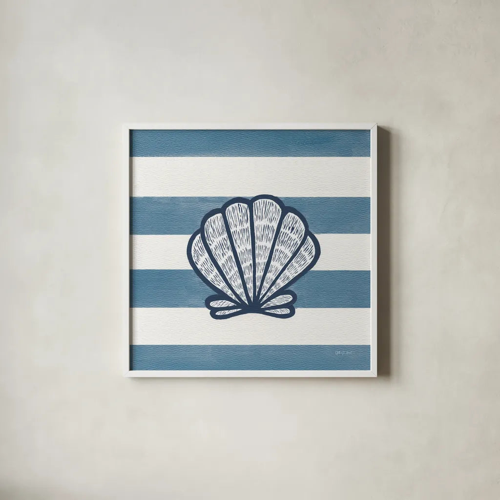 Beachcomber I by Yvette St. Amant. Shown in a crisp white glass frame for a clean and minimalist style. Available as an archival giclee rolled canvas, fine art paper, or poster print. SKU 88430a.