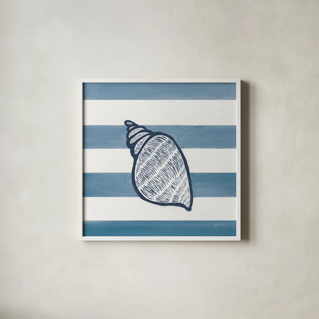 Beachcomber II by Yvette St. Amant. Shown in a crisp white glass frame for a clean and minimalist style. Available as an archival giclee rolled canvas, fine art paper, or poster print. SKU 88431a.