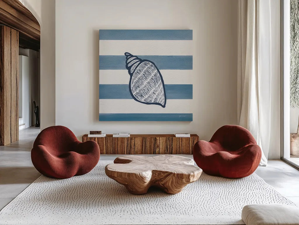Beachcomber II by Yvette St. Amant. Shown as extra-large giant wall art in a modern living room. Available as an archival giclee rolled canvas, fine art paper, or poster print. SKU 88431a.