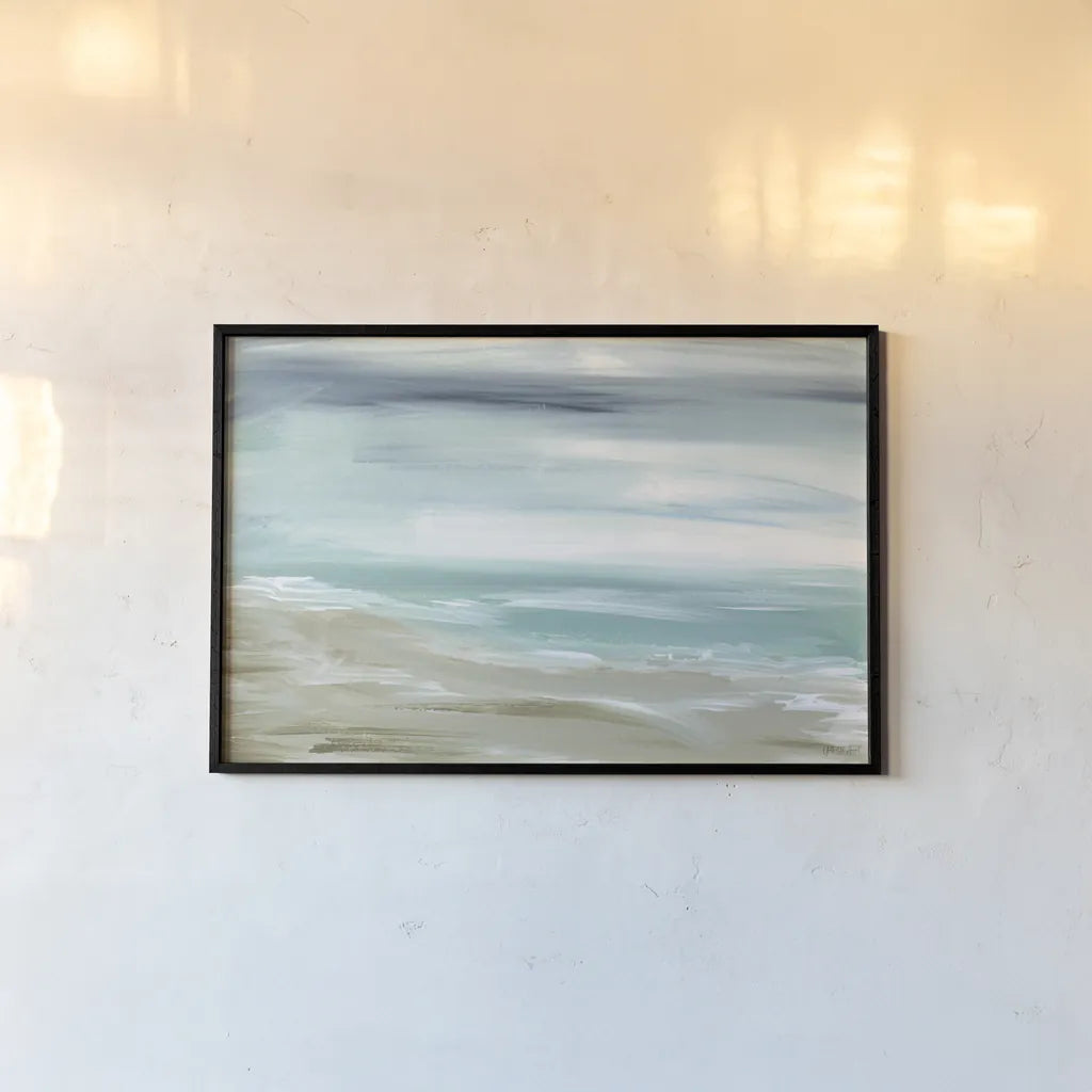 Beachscape I by Yvette St. Amant. shown as a paper print in a black flame. Available as a archival giclee rolled canvas, fine art paper, or poster print. SKU 99240i.
