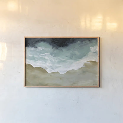 Beachscape II by Yvette St. Amant. shown as a paper print in a natural frame. Available as a archival giclee rolled canvas, fine art paper, or poster print. SKU 99241i.