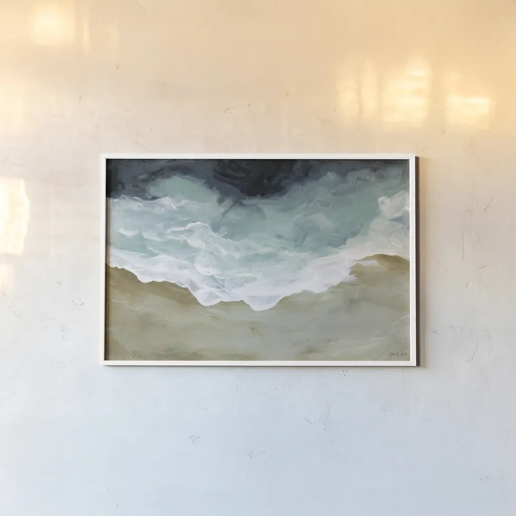 Beachscape II by Yvette St. Amant. shown as a paper print in a white frame. Available as a archival giclee rolled canvas, fine art paper, or poster print. SKU 99241i.