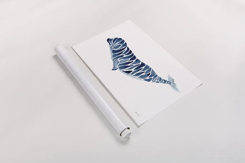Beluga Whale by Yvette St. Amant. shown as a rolled paper print. Available as archival giclee rolled canvas, fine art paper, or poster print. SKU 90113i.