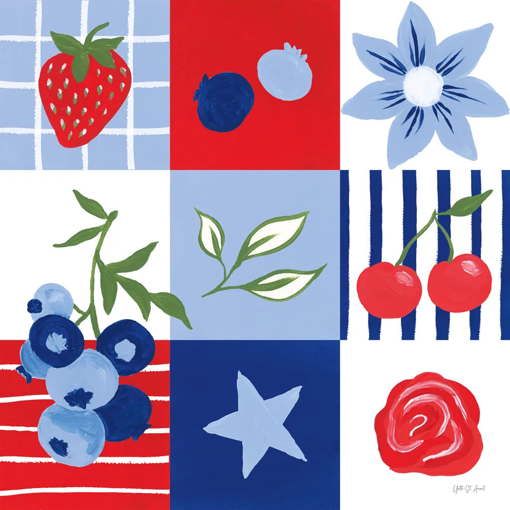 Berry Americana III by Yvette St. Amant. SKU 97652a. Archival Giclee Fine art print for wall decor.
