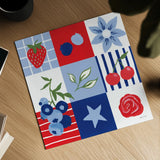 Berry Americana III by Yvette St. Amant. Shown as a detailed flat fine art print, highlighting archival giclee quality. Available as an archival giclee rolled canvas, fine art paper, or poster print. SKU 97652a.