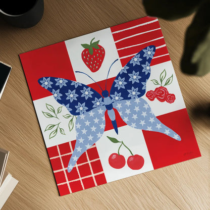 Berry Americana IV by Yvette St. Amant. Shown as a detailed flat fine art print, highlighting archival giclee quality. Available as an archival giclee rolled canvas, fine art paper, or poster print. SKU 97653a.