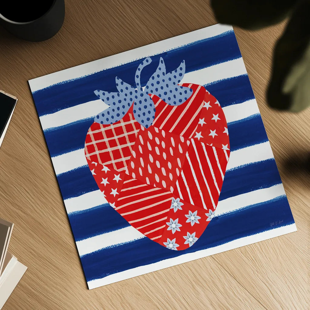 Berry Americana VII by Yvette St. Amant. Shown as a detailed flat fine art print, highlighting archival giclee quality. Available as an archival giclee rolled canvas, fine art paper, or poster print. SKU 97656a.