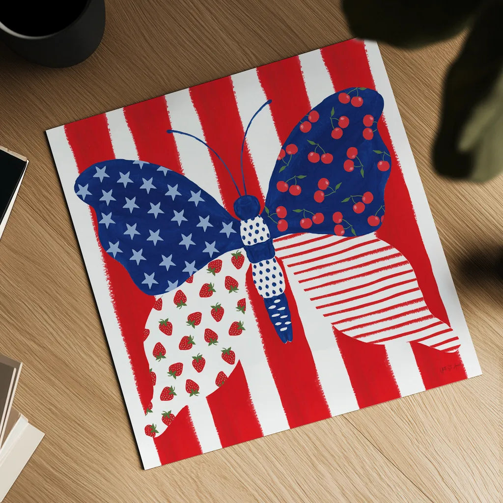 Berry Americana VIII by Yvette St. Amant. Shown as a detailed flat fine art print, highlighting archival giclee quality. Available as an archival giclee rolled canvas, fine art paper, or poster print. SKU 97657a.