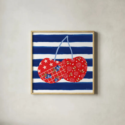 Berry Americana X by Yvette St. Amant. Shown in a natural wood glass frame for a timeless modern aesthetic. Available as an archival giclee rolled canvas, fine art paper, or poster print. SKU 97659a.