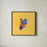 Birds of Paradise I by Yvette St. Amant. Shown in a sleek black glass frame for a contemporary gallery look. Available as an archival giclee rolled canvas, fine art paper, or poster print. SKU 92314a.