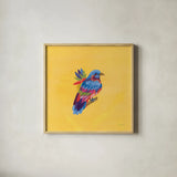 Birds of Paradise I by Yvette St. Amant. Shown in a natural wood glass frame for a timeless modern aesthetic. Available as an archival giclee rolled canvas, fine art paper, or poster print. SKU 92314a.