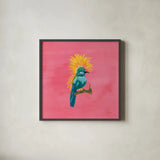 Birds of Paradise III by Yvette St. Amant. Shown in a sleek black glass frame for a contemporary gallery look. Available as an archival giclee rolled canvas, fine art paper, or poster print. SKU 92316a.