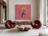 Birds of Paradise III by Yvette St. Amant. Shown as extra-large giant wall art in a modern living room. Available as an archival giclee rolled canvas, fine art paper, or poster print. SKU 92316a.