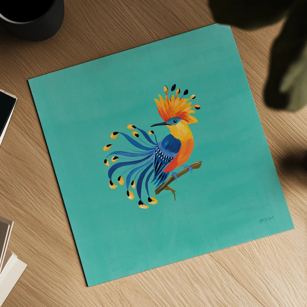 Birds of Paradise IV by Yvette St. Amant. Shown as a detailed flat fine art print, highlighting archival giclee quality. Available as an archival giclee rolled canvas, fine art paper, or poster print. SKU 92317a.