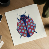 Blooming Beetle I by Yvette St. Amant. Shown as a detailed flat fine art print, highlighting archival giclee quality. Available as an archival giclee rolled canvas, fine art paper, or poster print. SKU 90895a.