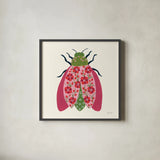 Blooming Beetle II by Yvette St. Amant. Shown in a sleek black glass frame for a contemporary gallery look. Available as an archival giclee rolled canvas, fine art paper, or poster print. SKU 90896a.