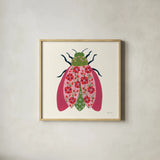 Blooming Beetle II by Yvette St. Amant. Shown in a natural wood glass frame for a timeless modern aesthetic. Available as an archival giclee rolled canvas, fine art paper, or poster print. SKU 90896a.