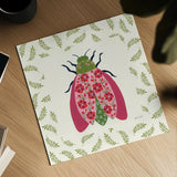 Blooming Beetle II Border by Yvette St. Amant. Shown as a detailed flat fine art print, highlighting archival giclee quality. Available as an archival giclee rolled canvas, fine art paper, or poster print. SKU 95813a.