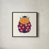 Blooming Beetle III by Yvette St. Amant. Shown in a sleek black glass frame for a contemporary gallery look. Available as an archival giclee rolled canvas, fine art paper, or poster print. SKU 90897a.