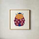 Blooming Beetle III by Yvette St. Amant. Shown in a natural wood glass frame for a timeless modern aesthetic. Available as an archival giclee rolled canvas, fine art paper, or poster print. SKU 90897a.